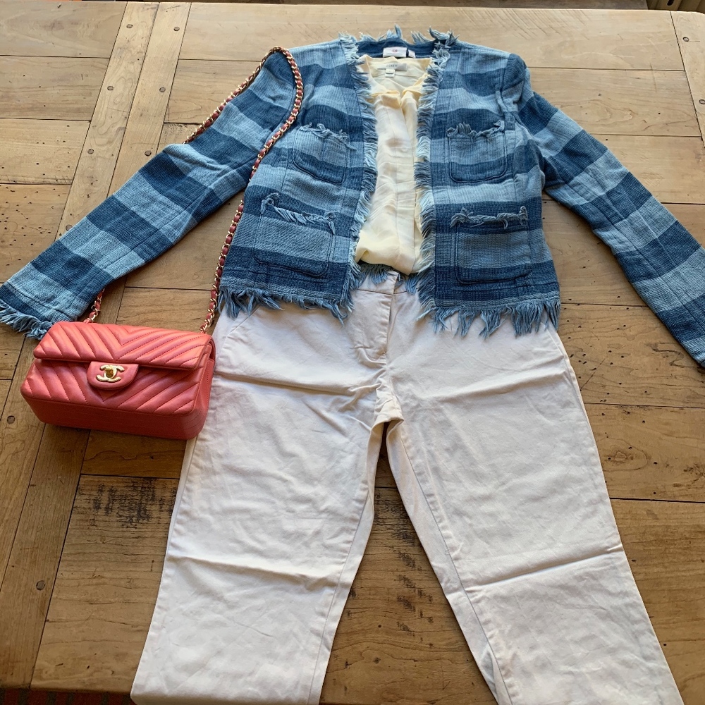 AG Adriano Goldschmied Fringe Striped Jacket